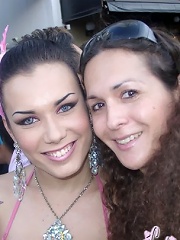 Trannies showing tits in the streets at the parade in Brazil